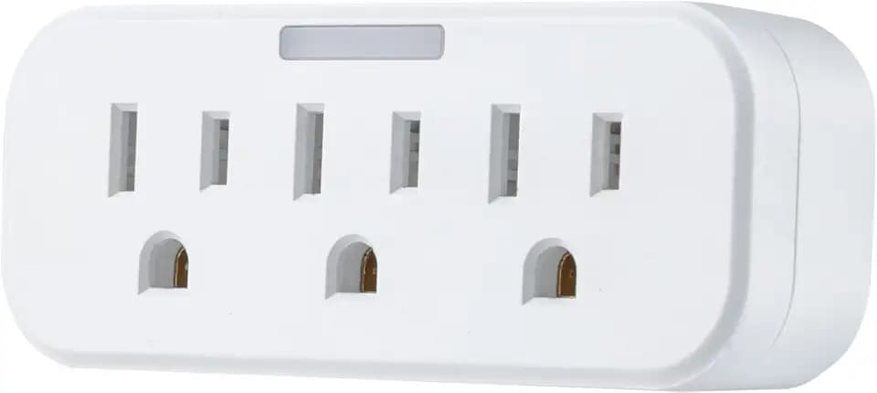 GE Outlet Extender, Guide Light, 3 Outlet Multi Plug Wall Power Splitter