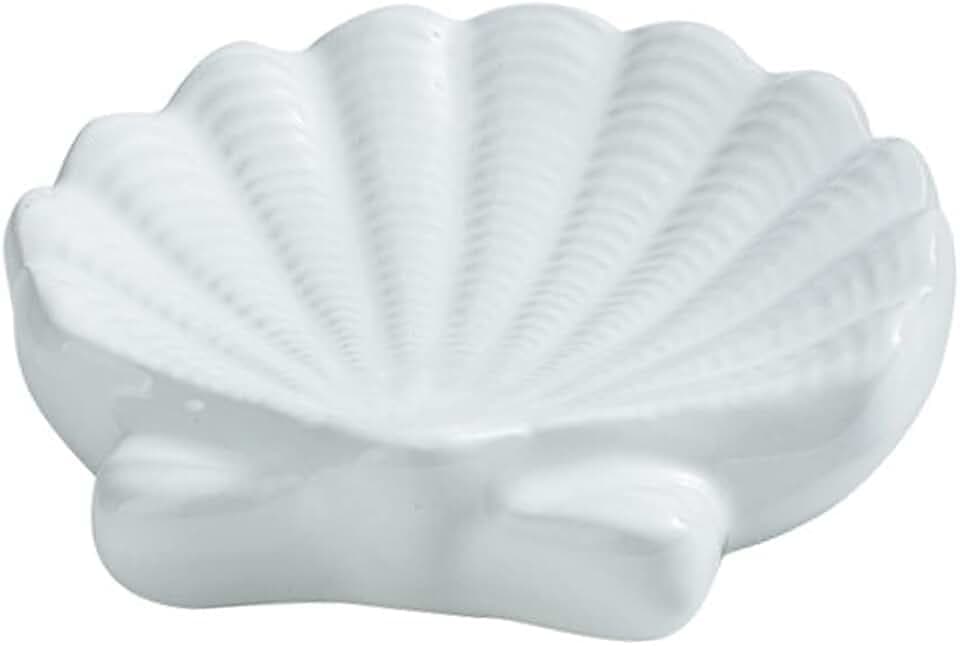Seifenschale, Seestern-Schmuckschale, Keramik-Seifenhalter für Badezimmer, Badewanne, Küchenspüle und Waschtisch (Muschel)