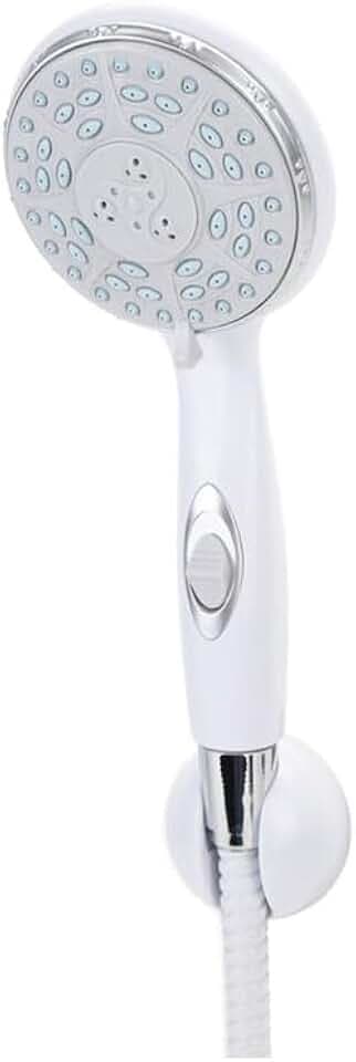 Camco RV/Marine Shower Head Kit | Conserve Water with Convenient On/Off Switch | Ergonomically Designed | White (43714)