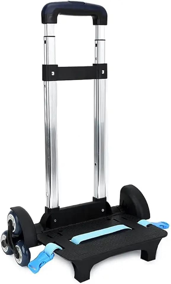 Rucksack Trolley, Schulranzen Trolley für Kinder Faltbarer Handwagen 6 Räder Rollende Gepäckwagen für Schulrucksäcke (Blau)
