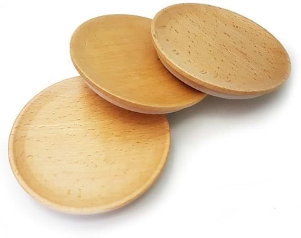 Weck Deckel aus Buchenholz, mittelgroß, Größe M = 80 mm, 3 Stück