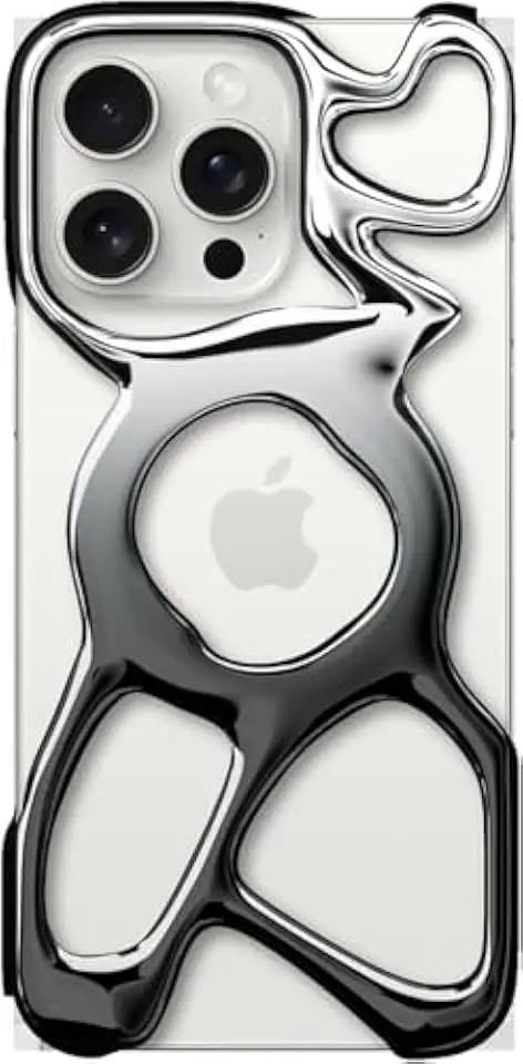 Angry miao Emptiness Phone Case for iPhone 16 Pro, MagSafe Compatible, 22g Lightweight, Heat Dissipating, Ample Protection, Silver Black