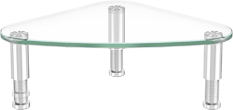 Hemudu Clear Glass Computer Monitor Riser / Triangle Desktop Universal Corner Stand for Computer Monitor & Laptop HD01T-003