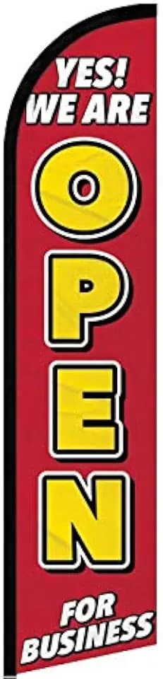 YES WE are Open for Business - Windless Swooper Flag Feather Banner Sign 2.5x11.5 ft Tall (Flag Only) rf