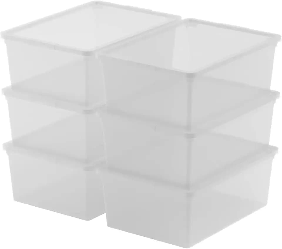 Keter Set aus 6 Aufbewahrungsboxen mit Deckel C Box S, transparent, ideal für Kleidung, Schuhe und als Aufbewahrungsbox, geeignet für Schränke und Garagen, 11 l, 37 x 26 x 14 cm