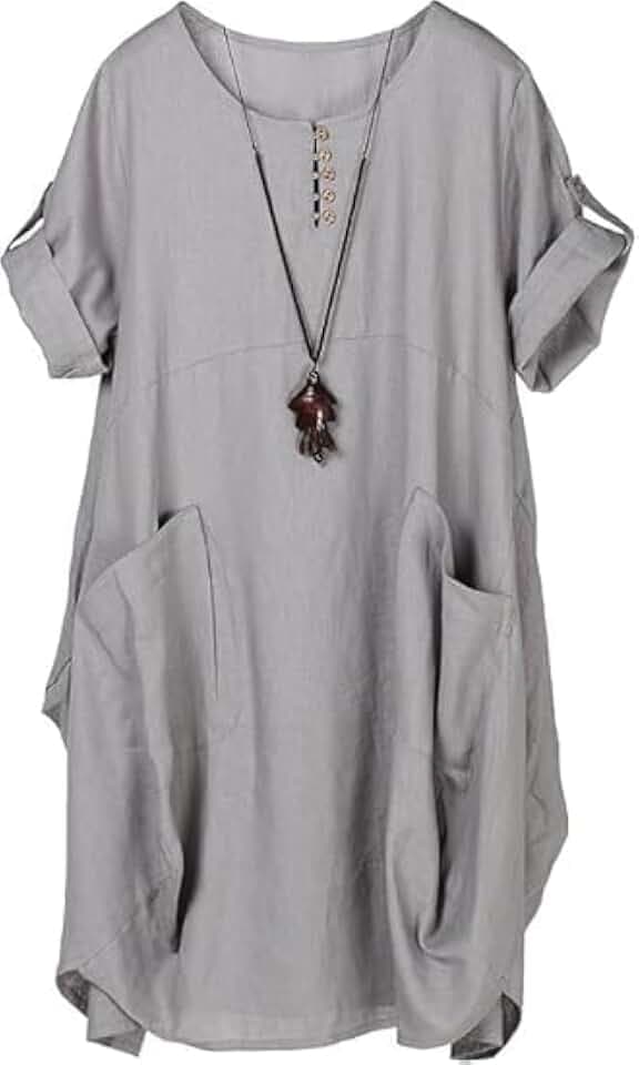 Minibee Women's Ruffle Oversize Casual Midi Dresses with Pockets