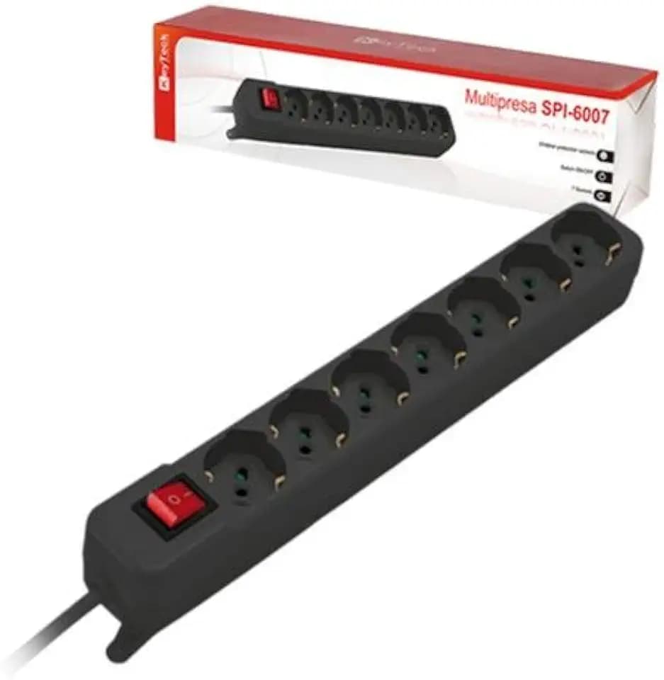 SPI-6007 7AC Outlet Steckdosenleiste, 1,5 m, Schwarz, 500 g, 1,5 m