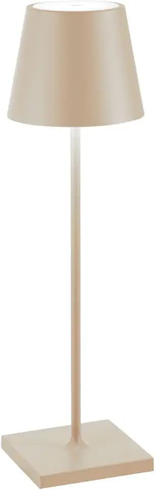 Zafferano, Poldina Pro Lampe, Kabellose, Wiederaufladbare Tischlampe mit Touch Control, Auch für den Außenbereich Geeignet, Dimmer, 2200-3000 K, Höhe 38 cm, Farbe Sand