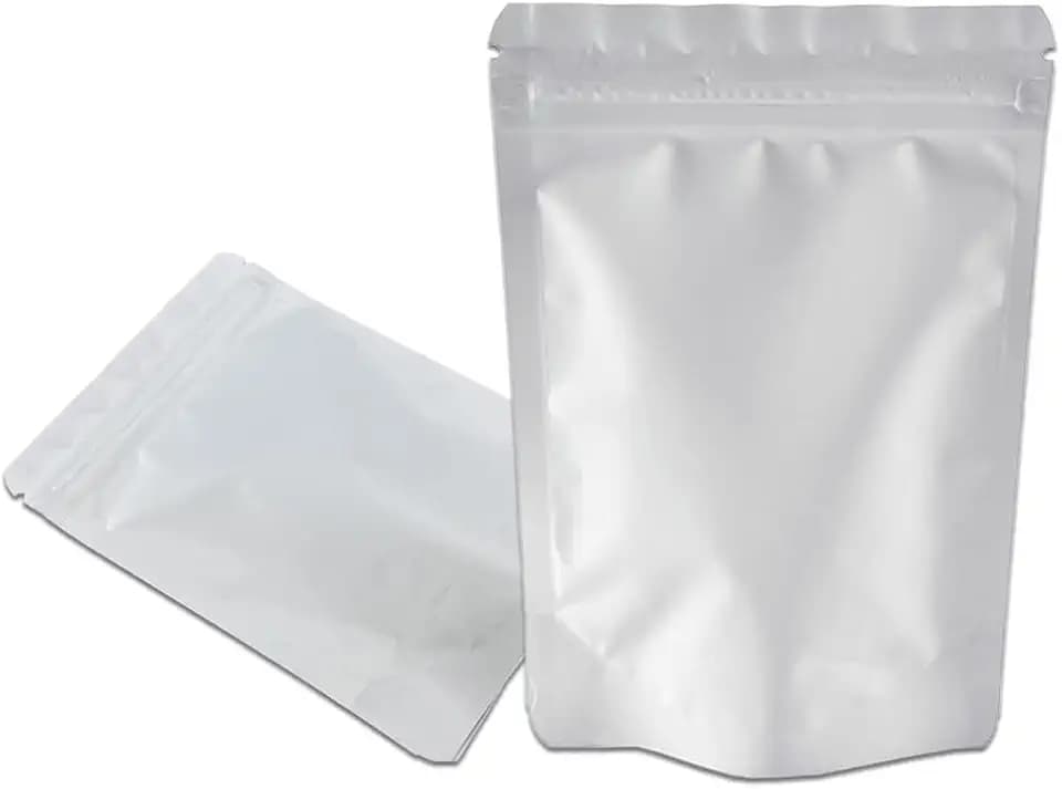 PABCK Stand-Up Resealable Mylar Foil Bags Frosted White 50Pcs 4.3x6.3 inch