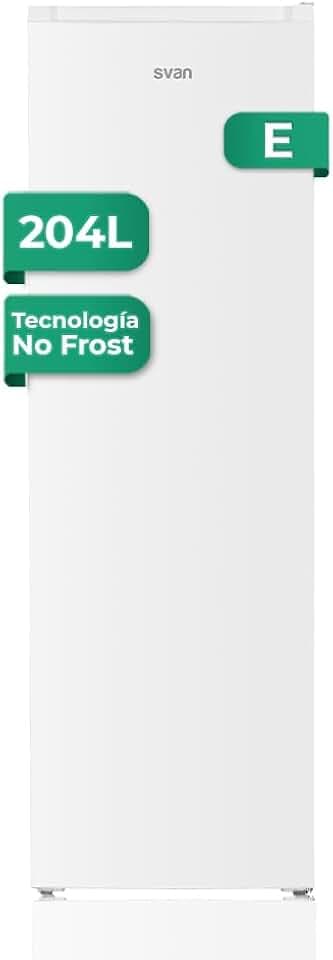 Svan Congelador vertical Blanco SCV175500ENF. Capacidad 204 Litros, Puerta Reversible, Bajo nivel Sonoro, Eficiencia Energética Clase E