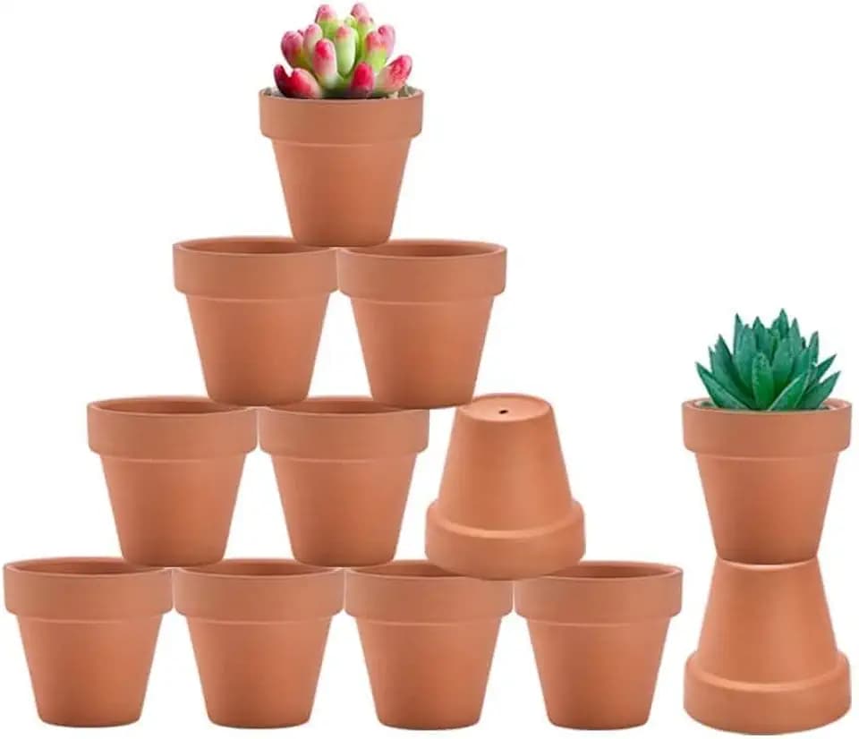 vensovo 2.5" Tiny Terracotta Pots with Drainage, Mini Clay Pot, 12 Pack