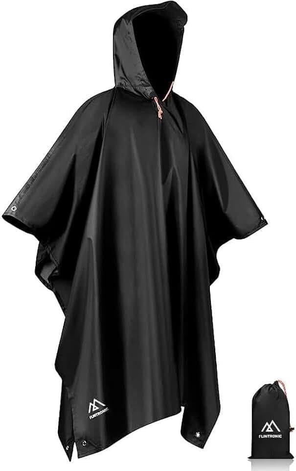 flintronic Regenponcho Herren, Wasserdichter Regenponcho, Leichter regenschutz Regencape, 3 in 1 wiederverwendbarer Regenmantel für Fahrrad Wandern, Camping, Angeln- Herren & Damen