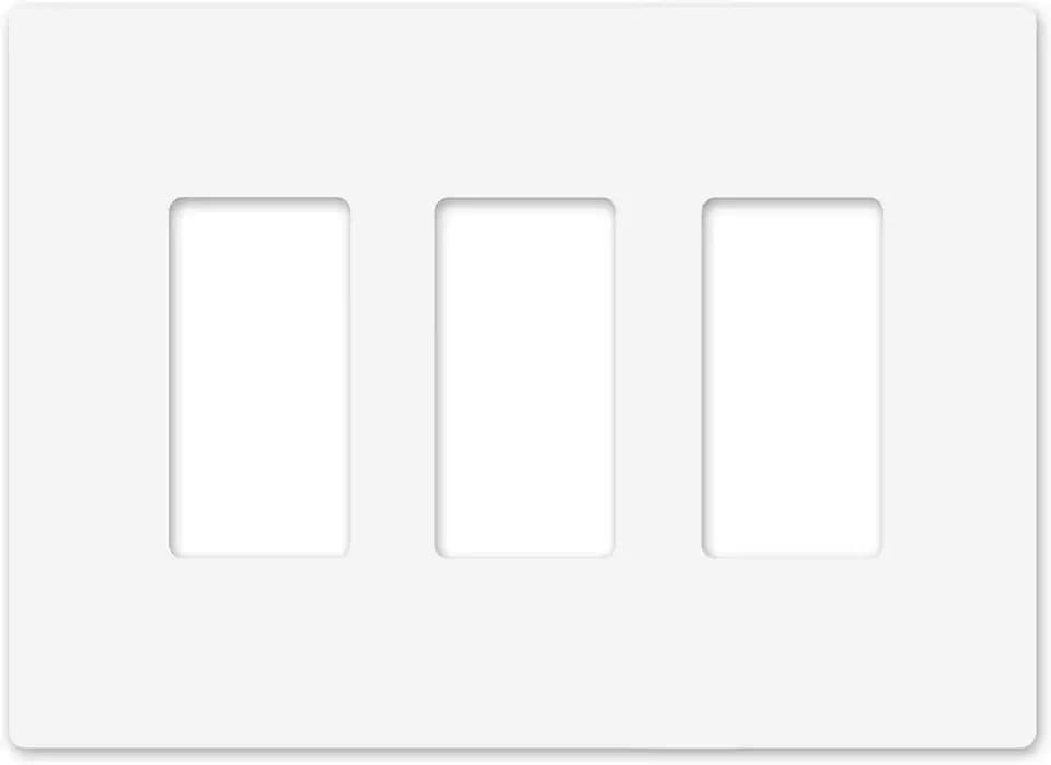 Art Plates - OVERSIZED Screwless Child Safe Switch Plate - 5.5" x 7.63" - Jumbo 3 Gang Decorator GFCI Style - Unbreakable Polycarbonate - Three Gang Screwless Light Switch Cover Plate - Glossy White