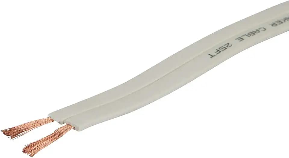 Monoprice Pure Copper Flat Speaker Wire - CL2 in Wall Rated, Jacketed in PVC Material, 16AWG, 100 Feet