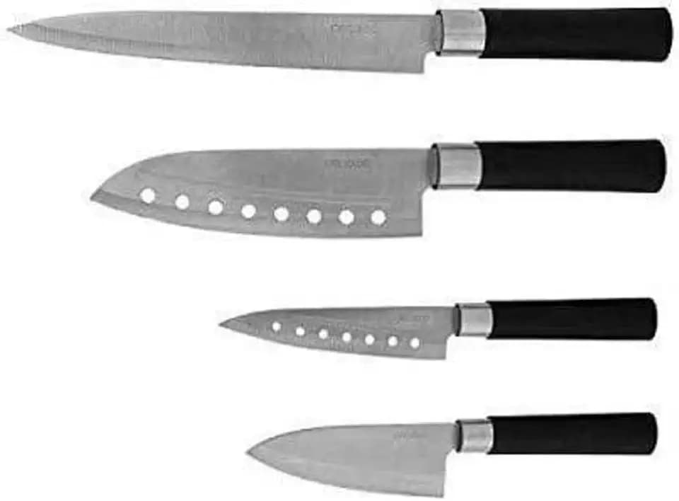 Cecotec Professionelles 4-Messer-Set mit 2 mm breit Klinge Santoku Messerset. Zwart