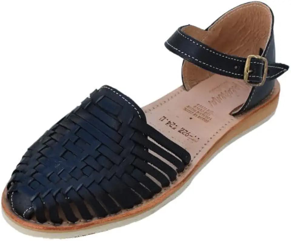 Macarena Collection Sandals women Huarache Sandal Colorful Leather Mexican Style 927 Ankle Strap (Black, US Footwear Size System, Adult, Women, Numeric, Medium, 5)