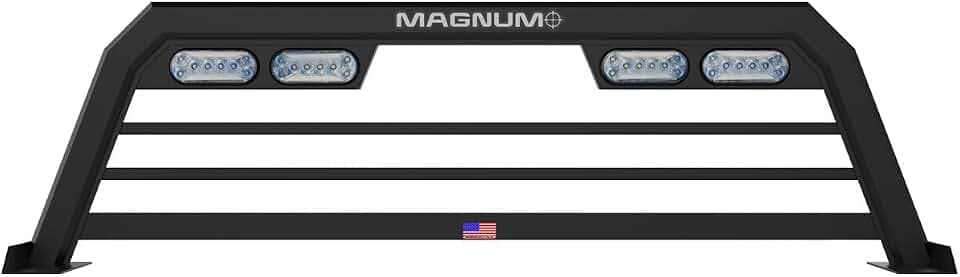Magnum Low Pro Lighted Headache Rack | Fits 2021 to 2024 Ford F-150 | Incandescent Lights Without Blis Only | Easy Install
