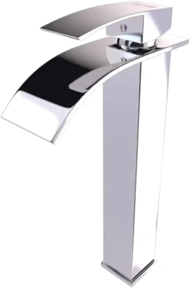 Hoch Wasserhahn Wasserfall Bad, Einhebelmischer, Waschtischarmatur Chrom, Keramikventil Waschtischmischer