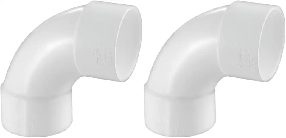 LESSO 1-1/2" PVC 90 Degree Sweep Elbow, 1-1/2 inch PVC Pipe Fittings High Flow Capacity White for Plumbing and Pool Systems, SCH40 White 2 Pack