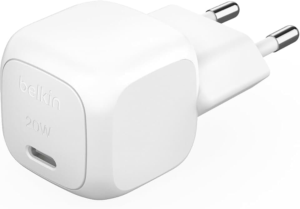 Belkin BoostCharge USB-C Ladegerät, kompaktes 20 W USB-C Schnellladegerät, USB C netzteil für Apple iPhone 17/16, Air, Plus, Pro, Pro Max und höher, Samsung Galaxy S24, iPad, AirPods usw – Weiß