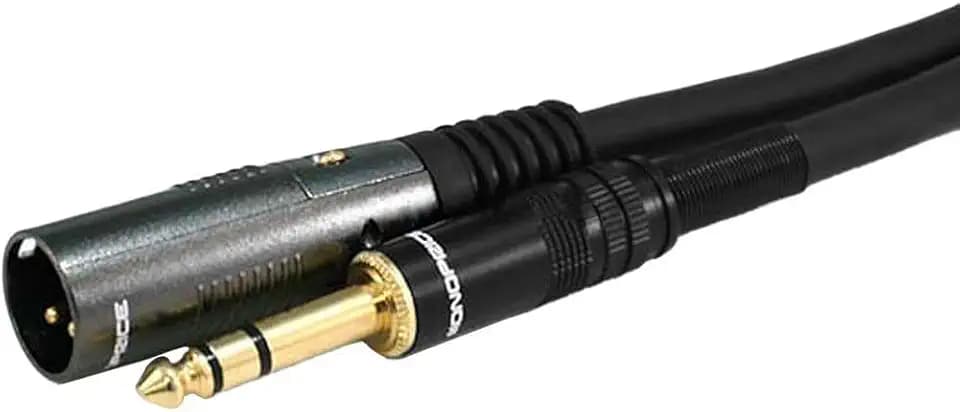 Monoprice XLR Male to 1/4-Inch TRS Male Cable - Gold Plated, High Fidelity and Eliminate Noise in the Recording Studio and On Stage, 16AWG, 6 Feet, Black, 6Ft