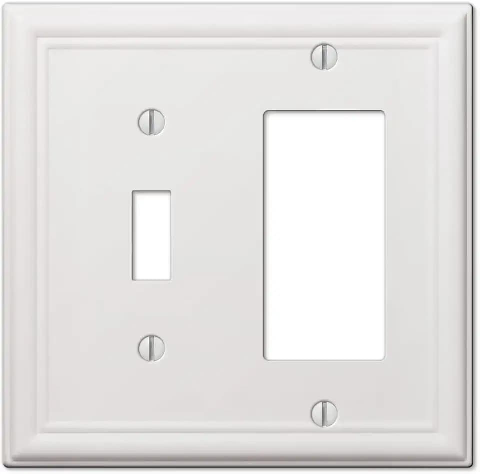 Amerelle 149TRW Chelsea Wallplate, 1 Toggle / 1 Rocker, Steel, White, 1-Pack