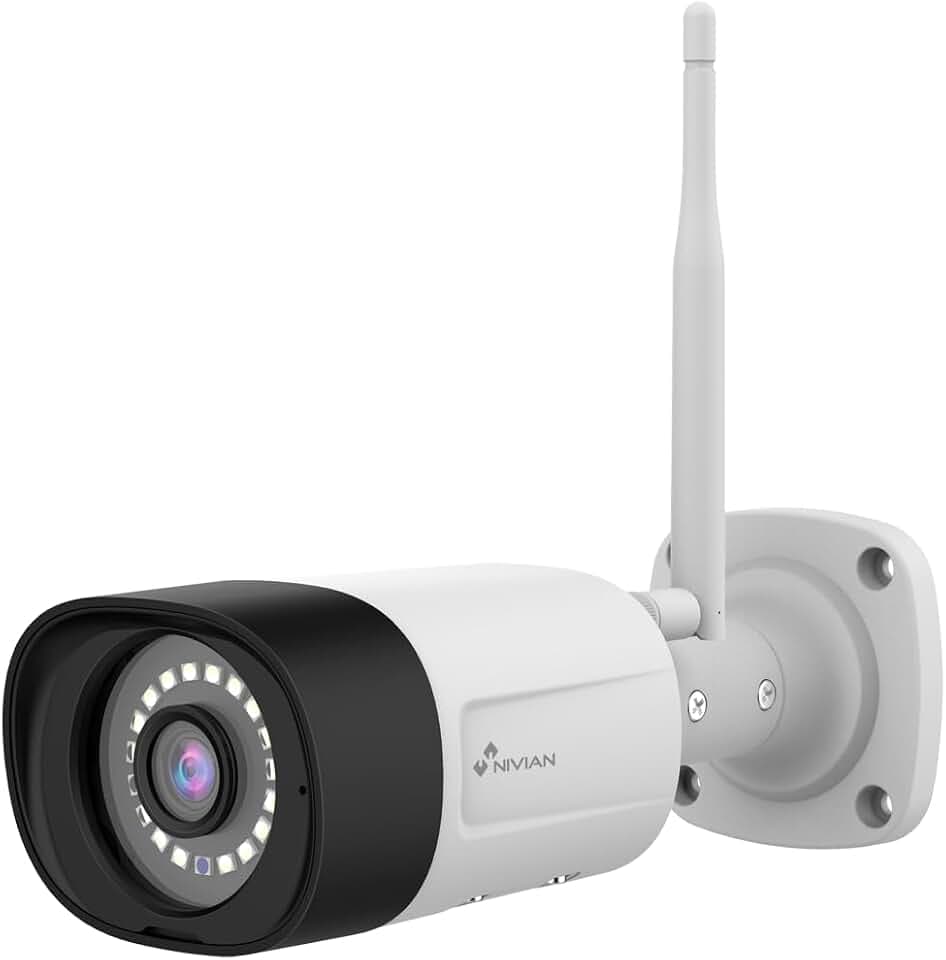 NIVIAN WiFi-6 2K Sicherheitskamera für den Außenbereich – Robustes Metallgehäuse, Dual-Nachtsicht, Intelligente KI für Menschenerkennung und Zwei-Wege-Audio. Kompatibel mit CCTV-Kit
