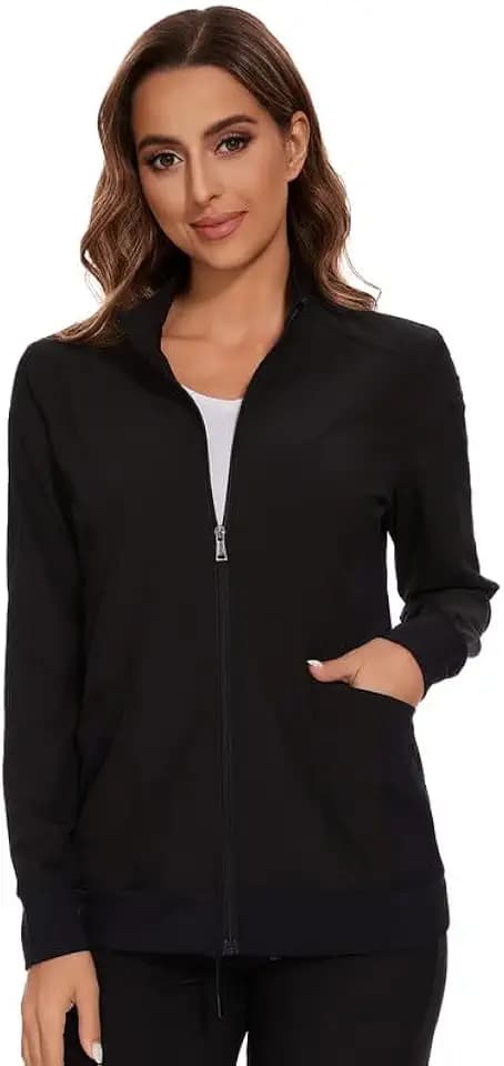 COZYFIT Scrub Jackets for Woman, Zip Front Nurse Jacket