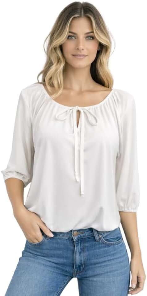 Star Vixen Women's 3/4 Sleeve Peasant Top