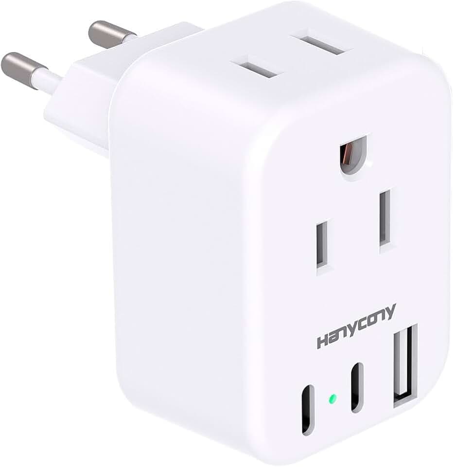 European Travel Plug Adapter, International Power Adapter, US to Europe