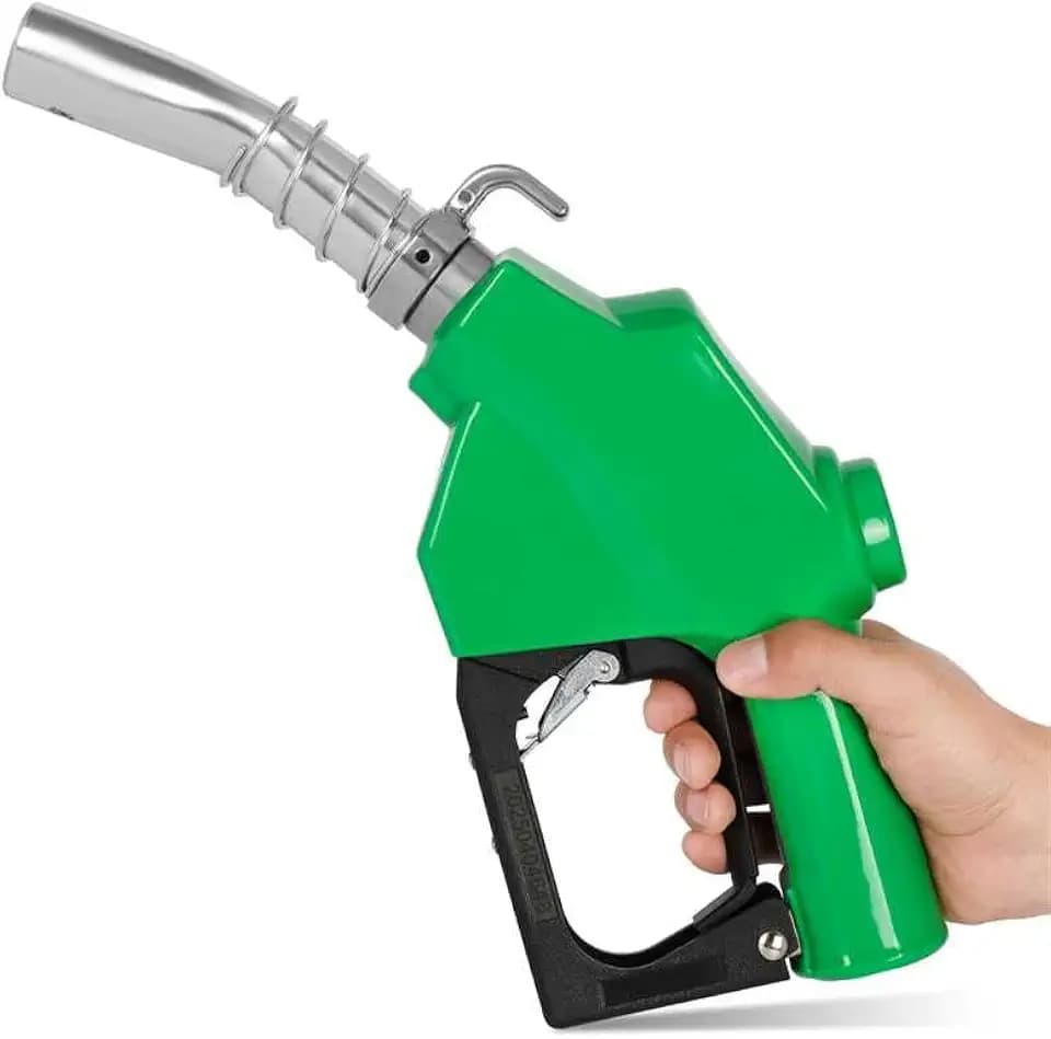 1" NPT Automatic Fuel Nozzle & Hook, Diesel Gas Pump Handle, 19/16"(OD=30mm) Max Flow 30GPM, Fuel Transfer Pump Nozzle For Gasoline, Diesel, Biodiesel, Kerosene, Auto Shut Off 3-speed Latch
