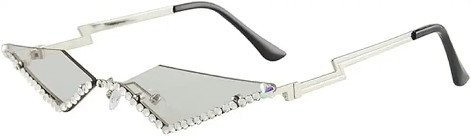 Vintage 90s Rimless Rhinestone Sunglasses Fashion Rhombus Crystal diamond Y2K Candy Color Cat Eye Party Glasses