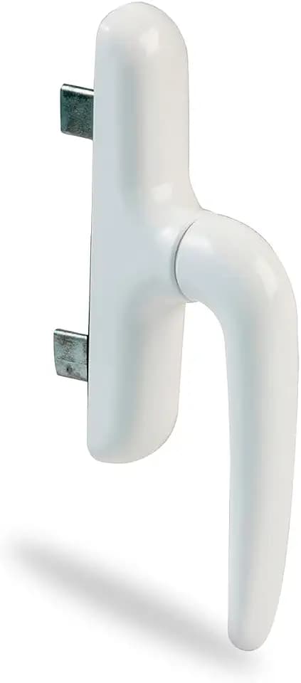 Amig - Griff für seitlich zu öffnende Fenster - Aluminiumgrundplatte - PVC-Abdeckung - Weiß - Verdeckte Schrauben - 172 x 27 x 59 mm - Ohne Vierkant