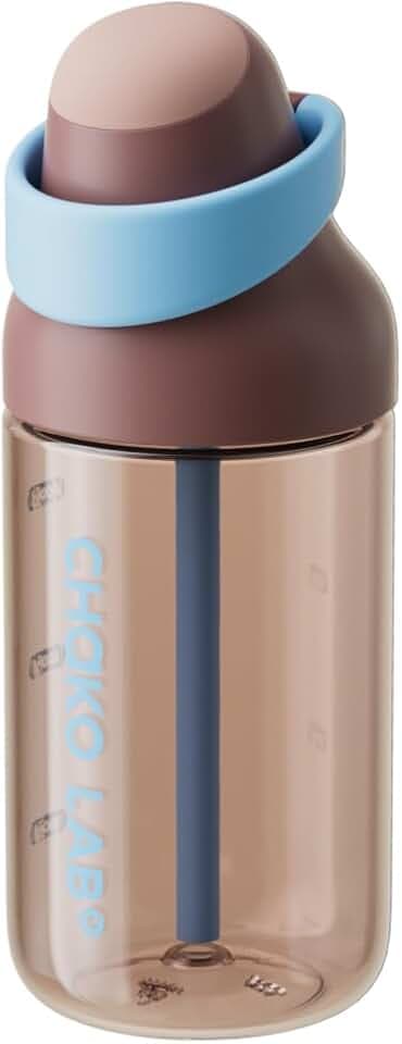 CHAKO LAB Slim Water Bottle - 18oz Portable PPSU Leakproof Flask - Travel Water Bottle for Bags, Backpacks,work,picnic - Dual Spout with Straw & Direct Drink (Taupe)