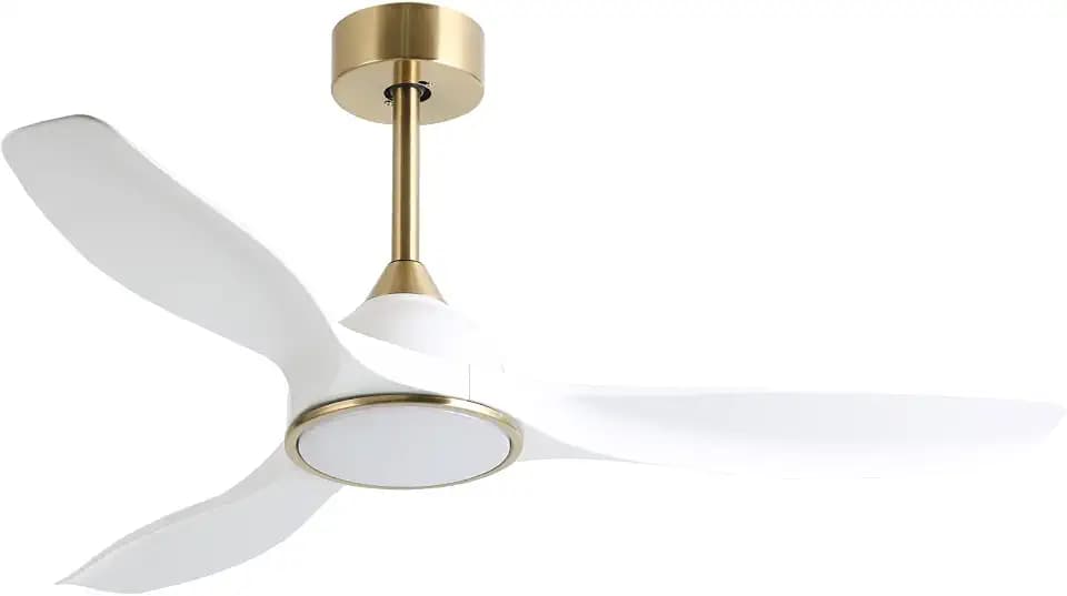 52 Inch High CFM Modern White Gold Ceiling Fan with Lights Remote Control
