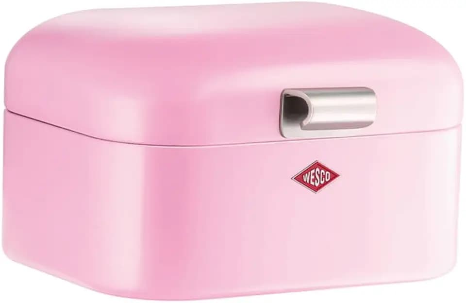 WESCO Mini Grandy Brotkasten in der Farbe pink, pulverbeschichtetes Stahlblech, Lüftungslöcher und stabiler Handgriff