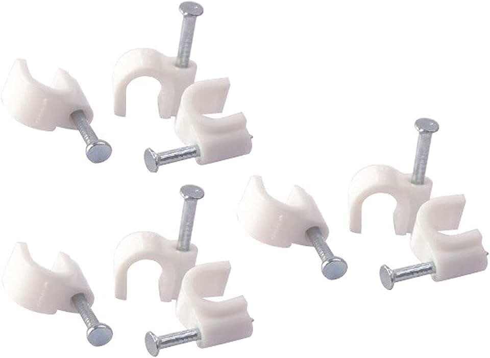 Kabelclip mit Nagel, Kabelclips, Heftklammern, runde Wandkabelclips, 5 mm, 6 mm, 7 mm, 8 mm, 9 mm, 10 mm, 12 mm, 14 mm, 16 mm, 18 mm, 20 mm, 22 mm, 25 mm (12mm 18PCS)