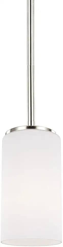 Generation Lighting 6124601EN3-962 Alturas One Light Mini Pendant with Etched White Inside Glass Shade, Brushed Nickel Finish, 100 Total Watts, 7.188 Inch Height