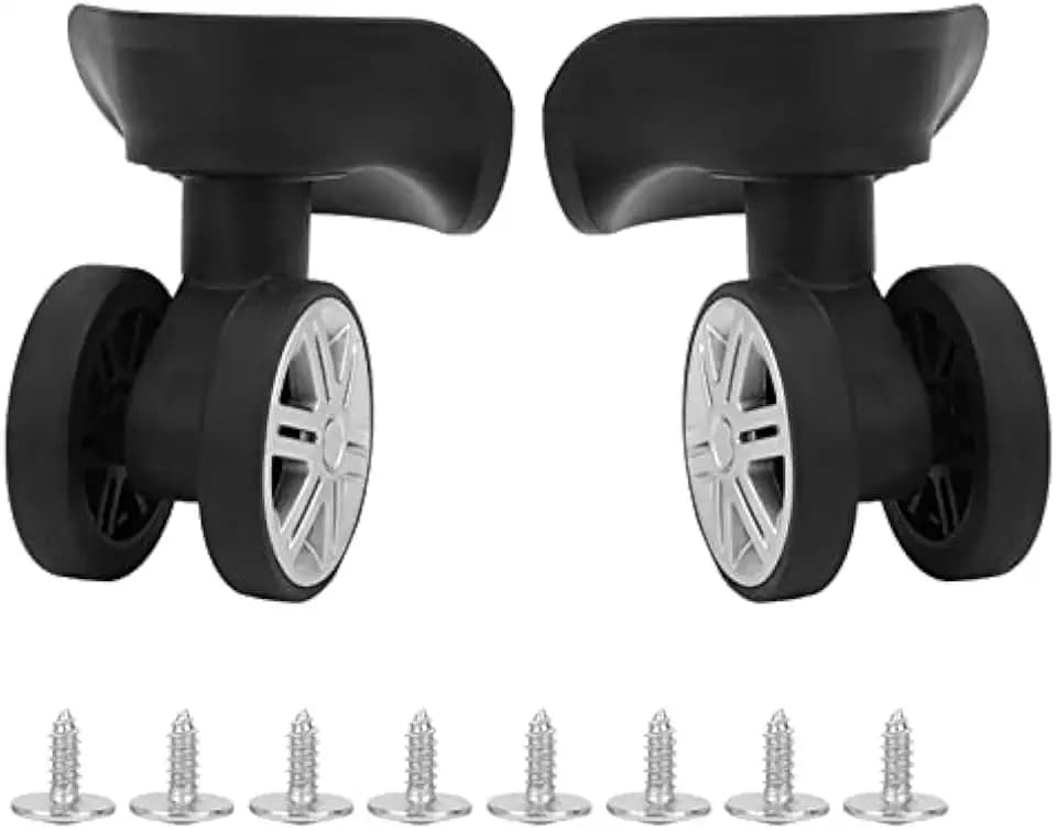 1 Paar Gepäck-Koffer-Rolle, Universal-PP-Gepäck-Rolle, Langlebig, Tragbar, Stumm, Schwenkbare Räder, Ersatz-Deichsel, Gepäckträger, Rad, Code-Kofferrollen mit Zubehör, Schwarz