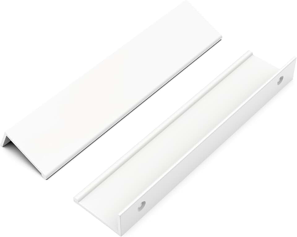 Goldenwarm 10 Stück Versteckte Schrankgriffe Griffe für Küchenschränke Möbelgriffe 128mm Schrankgriffe Weiß Küchengriffe Griffe Möbel Aluminium Türgriffe Küche