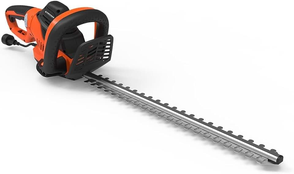 Yard Force Electric Hedge Trimmer YF624HT with 24-inch Laser Cut Blade, Dual Action Safety Switch, 3 Sides Front Handle and Rotary Rear Handle Operation