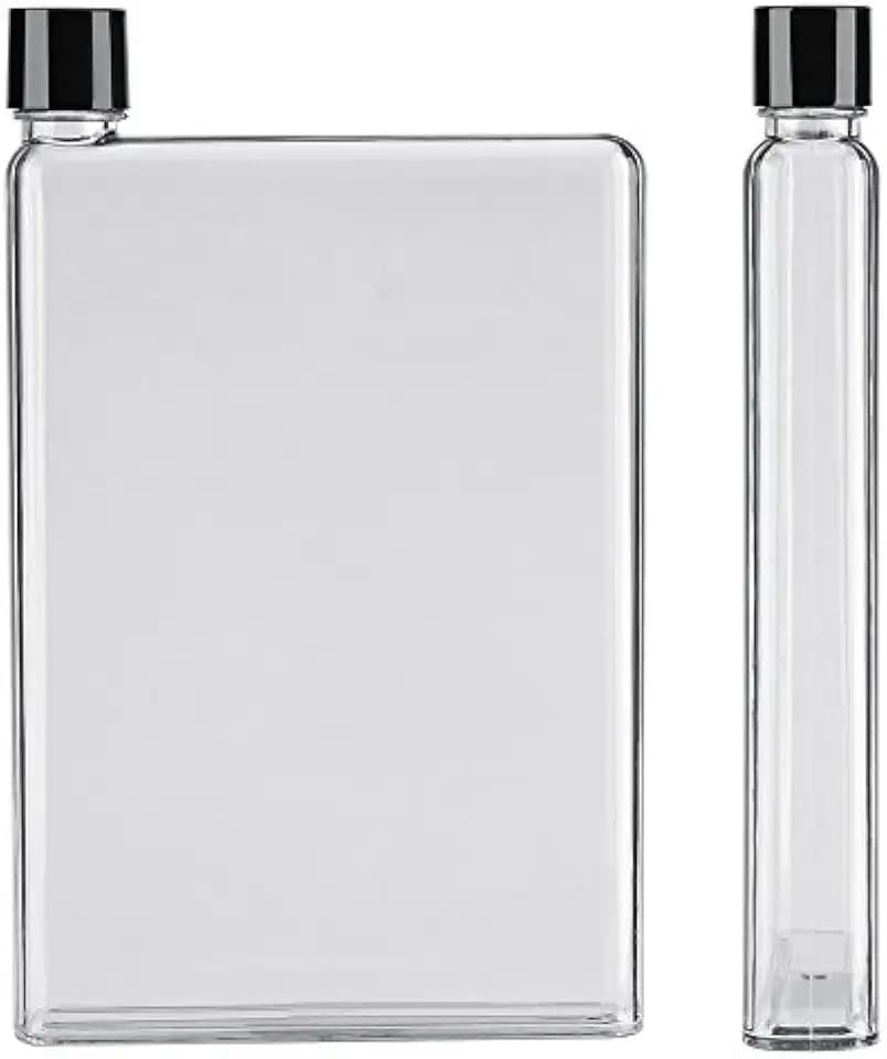 Wakects 750 Ml Dünne Flache Wasserflaschen A5 Transparenter Kunststoff Tragbare Saftbecher Tragbarer Reisebecher(Weiß)
