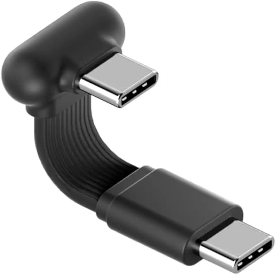 Hagibis 180 Degree U-Type USB-C Cable, Short Flat 60W 20V/3A Fast Charging Cable, 480Mbps Data Transfer for iPhone 17 16 Pro Max, Galaxy S25 Ultra S25+, Power Bank, Cooling Fan (Black, 0.11ft)