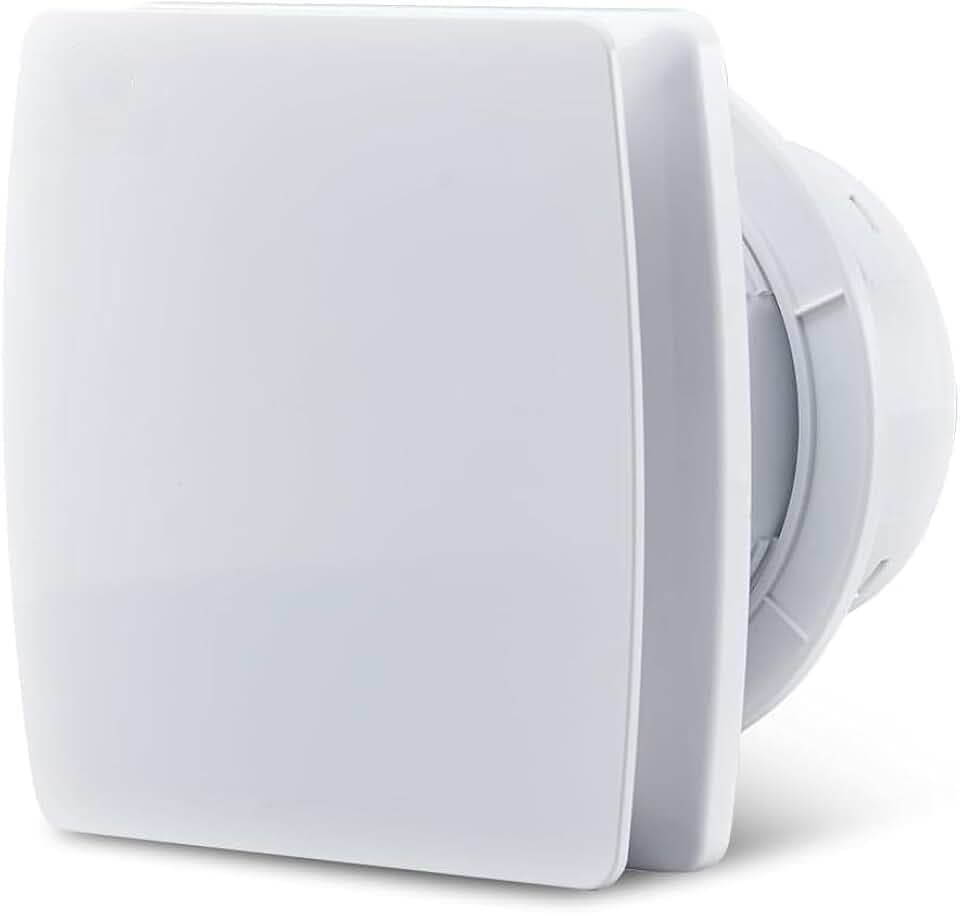 Badlüfter 100mm mit Rückstauklappe Leise Abluftventilator 12W Badezimmer Lüfter Weiß Wandventilator Lüfter Für Küche Bad WC Gewächshaus Garage, IPX4