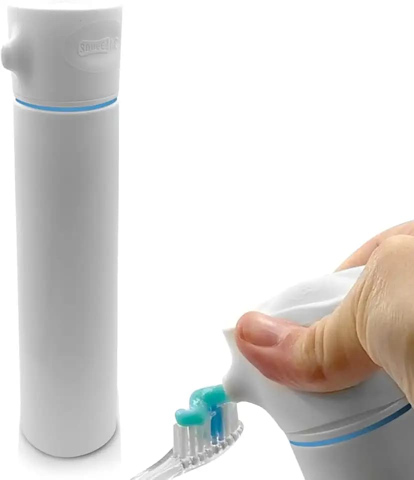 Chrome Cherry SqueezMe EasyPump Toothpaste Dispenser System, No-Mess Dispensing for Kids and Adults, Hygienic One-Hand Press, Easy Installation, Fits Most Standard Tubes Up to 230g, White, 1-Pack