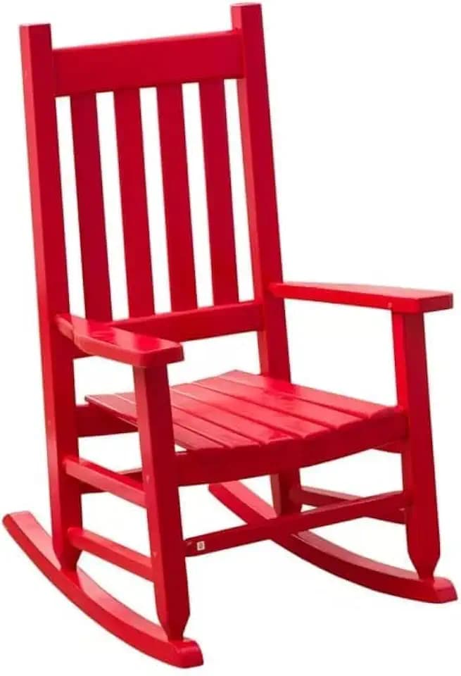 Kids Rocking Chairs Child Toddler Small Baby Wooden Comfy Rocker Chairs Furniture for Nursery Bedroom Livingroom Outdoor Reading Room, Ages 6-10, Anti-Tip Design Safe & Sturdy Red
