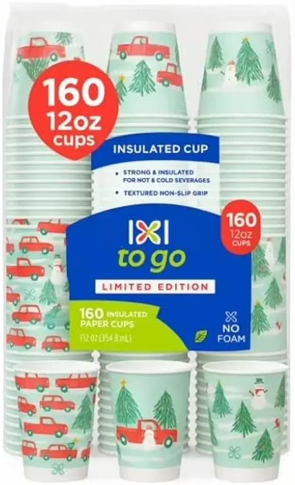 To Go Cups, 12 Ounce, 160 Count - HOLIDAY EDITION