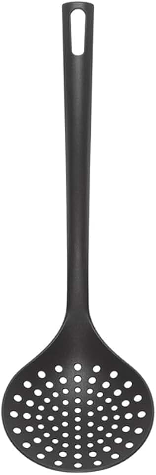 Chef Aid Nylon Schaumlöffel Schwarz BPA Frei Hitzebeständig bis 210 Grad mit Schlitzen für Pasta Gemüse Klöße Frittieren Kochen und Antihaft Pfannen