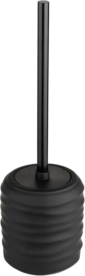 WC-Garnitur Mod. Illana freistehende Keramik WC-Bürste Soft-Touch Beschichtung Edelstahl schwarz hochwertig Zylinderform Ø 8,5 cm H 38,5 cm