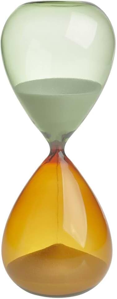 TFA Dostmann Analoge Sanduhr, 18.6010.02.41, Laufzeit ca. 30 Minuten, Tischuhr, aus Glas, als Dekoobjekt geeignet, orange-grün, Sand, (L) (B) 90 x (H) 230 mm